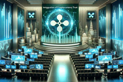 Vibrant image of Franklin Templeton's XRP Trust launch on NYSE Arca.