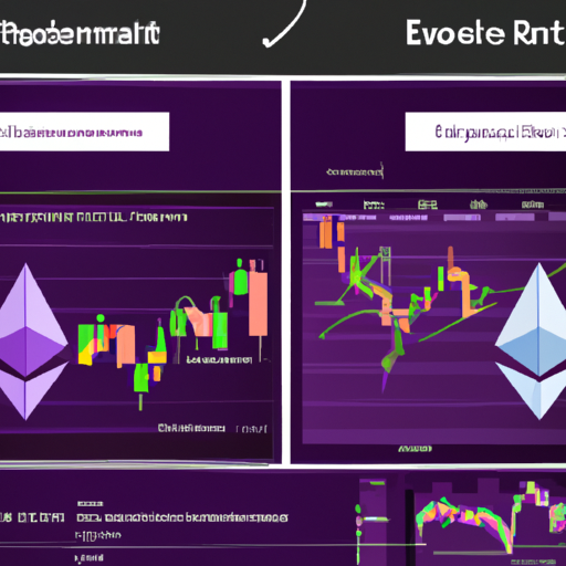 Infográfico sobre análise técnica de preços do Bitcoin e Ethereum, com gráficos e indicadores.