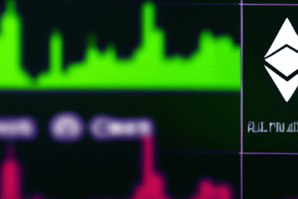 Ilustração analítica de gráficos do Bitcoin e Ethereum com níveis de suporte e resistência.