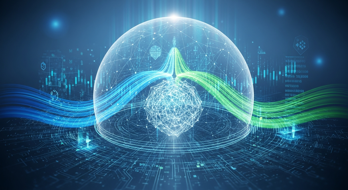 Cena abstrata futurista: ativos digitais e finanças tradicionais perfeitamente integrados sob regulamentação robusta.