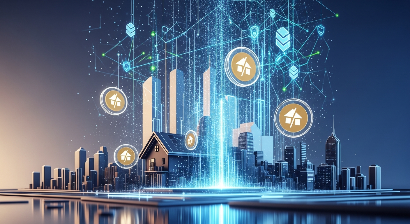 Sleek, abstract architectural forms and a stylized cityscape seamlessly merging.