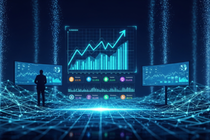Paisagem digital moderna com padrões geométricos