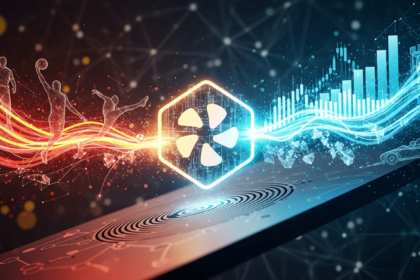 Modern digital arte: ícone de fan token brilhante, mesclando esportes e fintech.