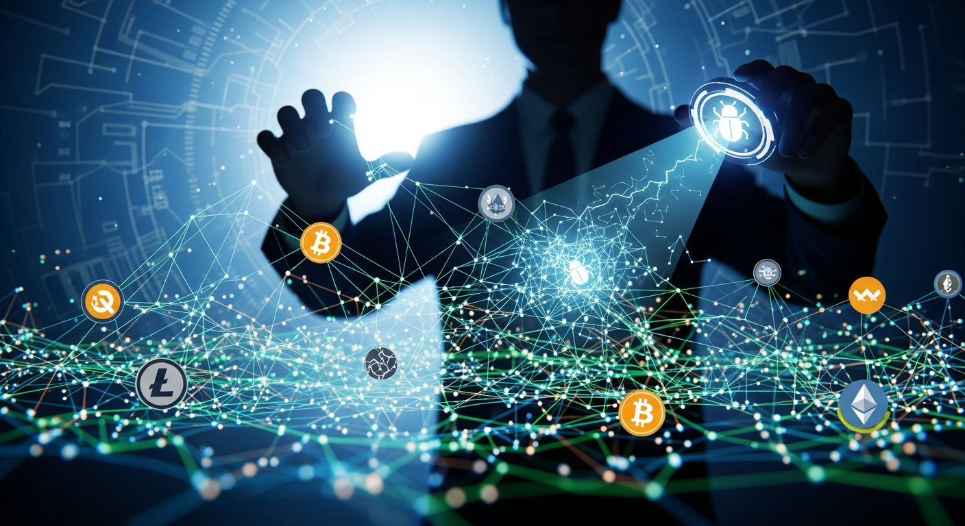 Composição abstrata e dinâmica com uma complexa rede de linhas digitais brilhantes e interconectadas.