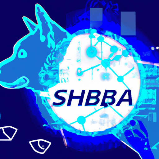 Imagem ilustrativa da atualização Shibarium, destacando tecnologia blockchain, privacidade e o logo do Shiba Inu.