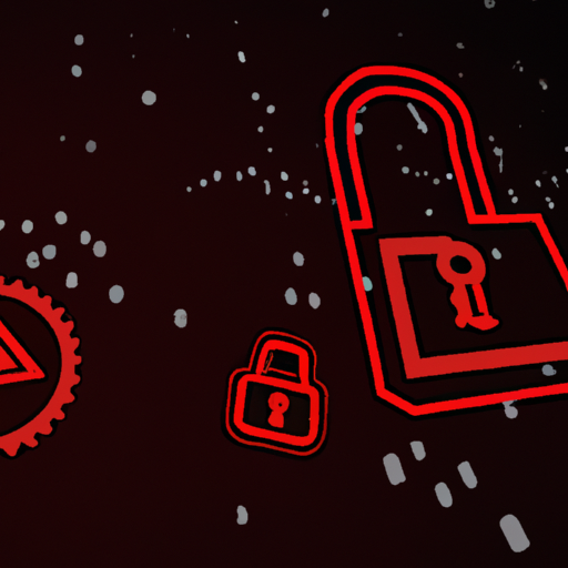 Ilustração de uma violação de segurança em finanças descentralizadas, mostrando gráficos de blockchain e moedas digitais.