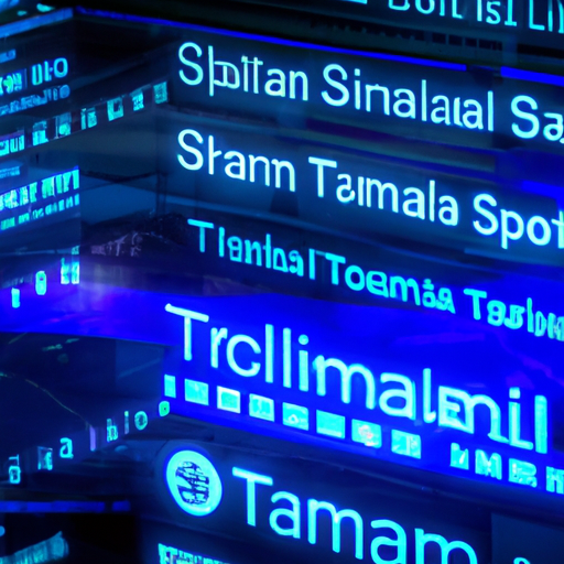 Cena de um moderno andar de negociação digital, com telas exibindo preços de criptomoedas e logo da Franklin Templeton.