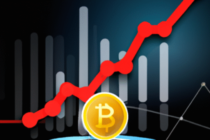 Gráfico ilustrativo mostrando o crescimento do mercado de criptomoedas e conceitos financeiros inovadores.