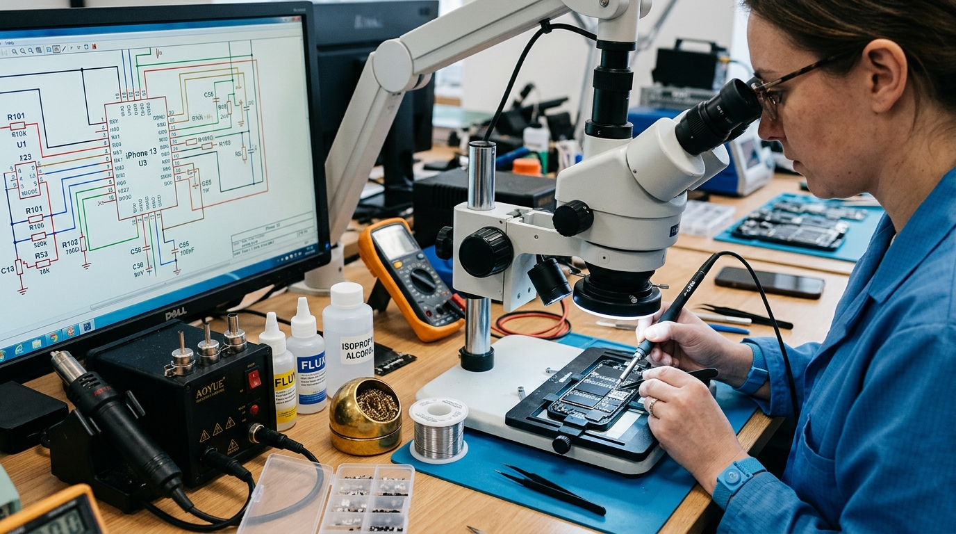 Técnicas Avançadas de Micro-solda em Placas Lógicas — conserto de celular