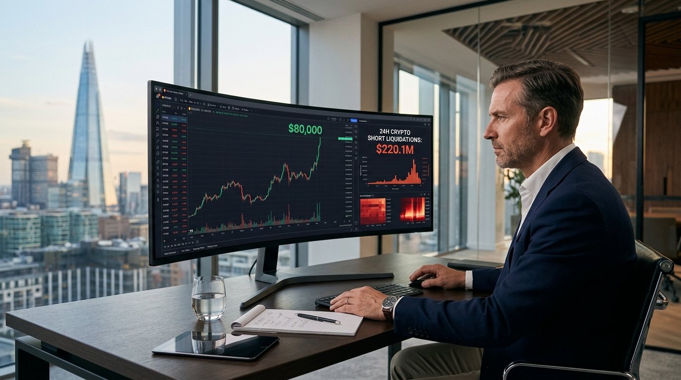 O cenário atual: Bitcoin atinge US$ 80 mil e o impacto nas liquidações — Bitcoin price hits $80K as 24-hour crypto short liqu